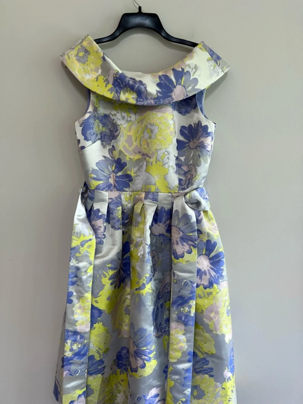 Alex Marie Diana Floral Fancy Party Belted Midi Dress in Yellow/Purple, 4 - Picture 3 of 12
